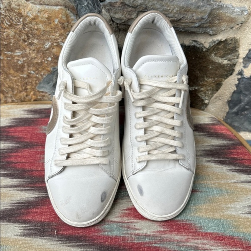Oliver Cabell Low 1 Women’s 38 SneakersCloud White Gray Distressed Leather Suede